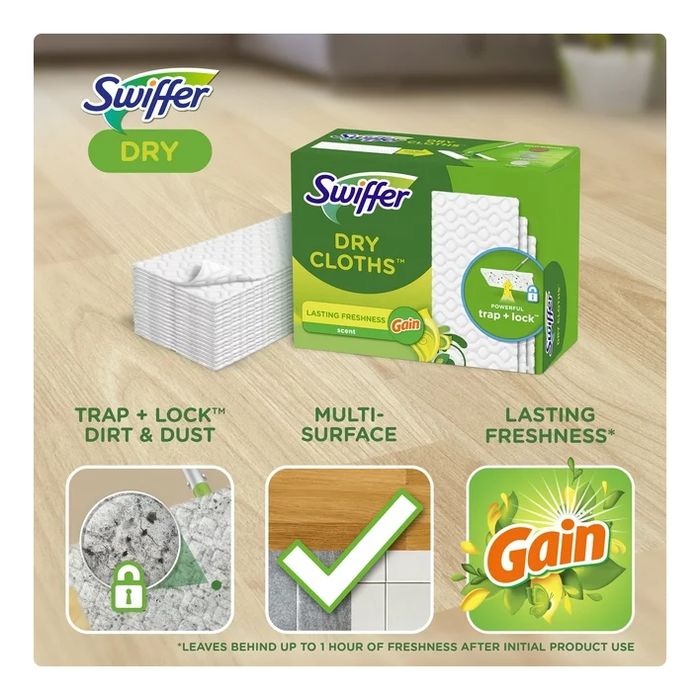 Product image of Swiffer Sweeper Dry Sweeping Pad Floor Cleaner Refills for Dust Mop, Gain, 32 Count