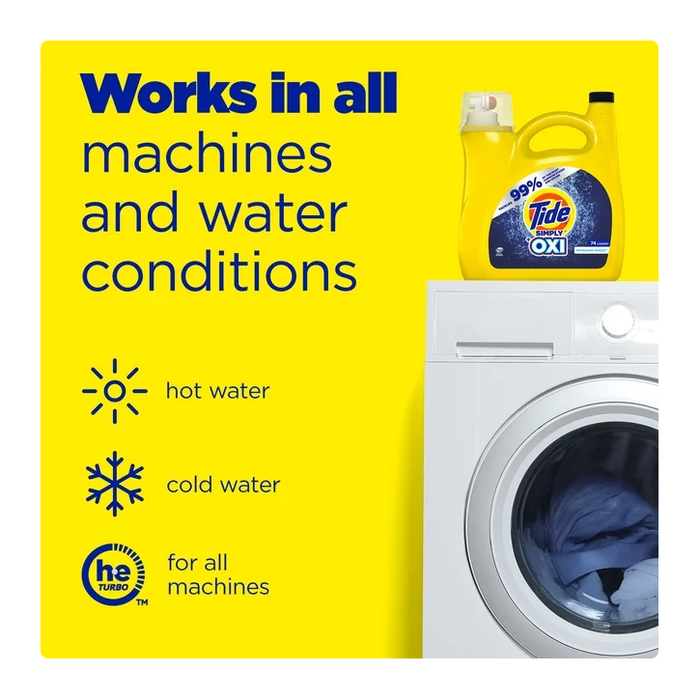 Product image of Tide Simply Oxi, 74 Loads Liquid Laundry Detergent, 115 fl oz