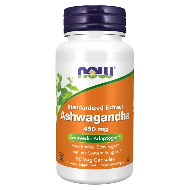 Product image of NOW Supplements, Ashwagandha (Withania somnifera) 450 mg (Standardized Extract), 90 Veg Capsules