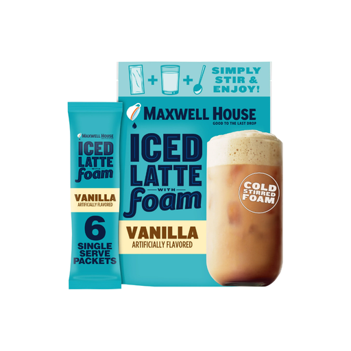 Product image of Maxwell House Iced Latte with Foam - Vanilla Flavor | 6 Single Serve Packets