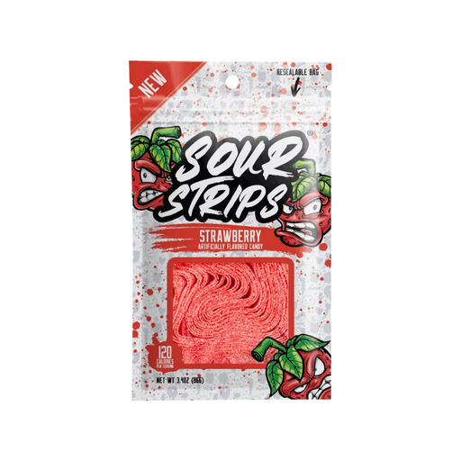 Product image of Strawberry Sour Strips Candy - 3.4oz