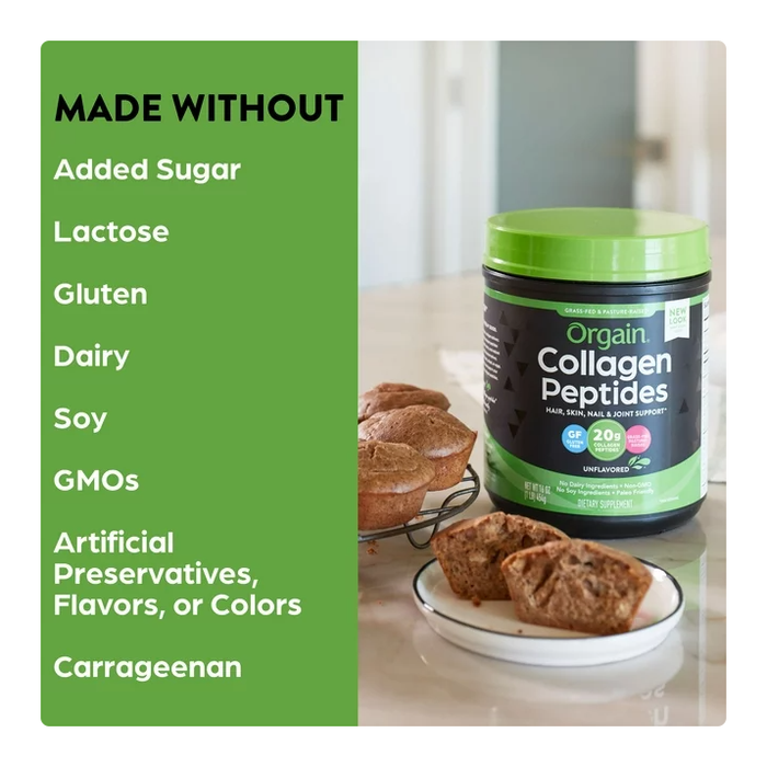 Product image of Orgain Hydrolyzed Grass Fed Collagen Peptides Powder, Unflavored, 20g Collagen, 1lb