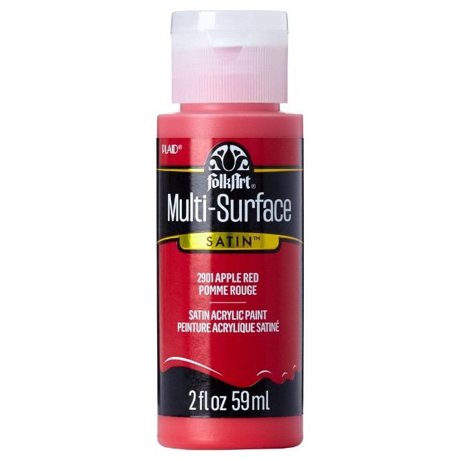 Product image of FolkArt Multi-Surface Acrylic Craft Paint, Satin Finish, Apple Red, 2 fl oz