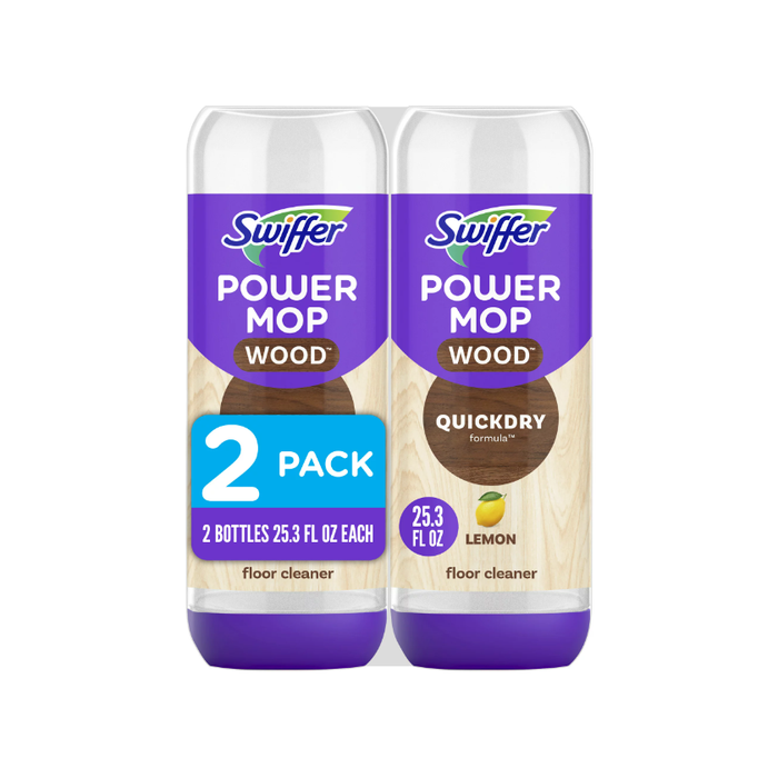 Product image of Swiffer PowerMop Wood Quick Dry Liquid Floor Cleaner Solution, Lemon, 25.4 oz, 2 Pack