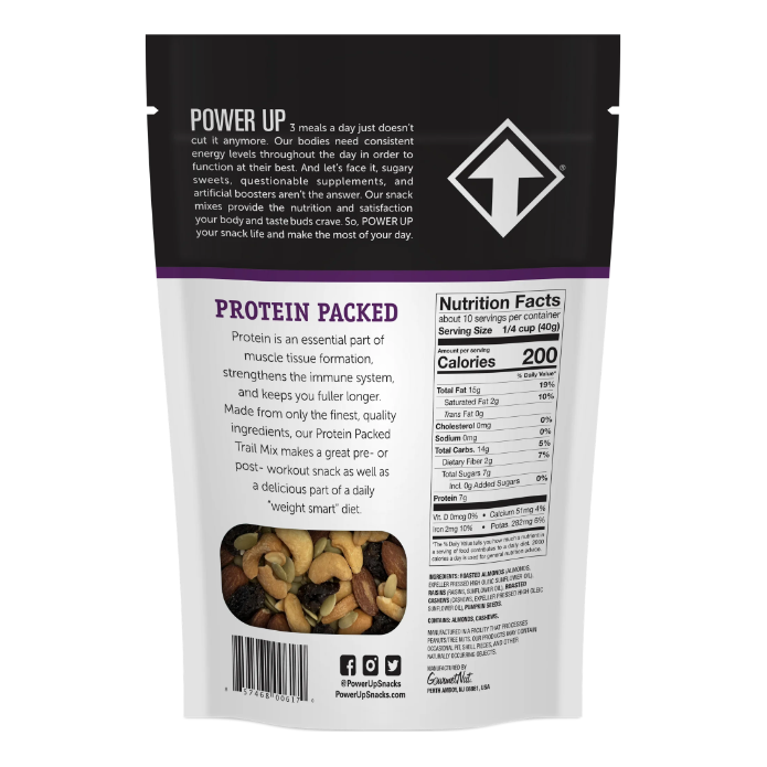 Product image of Power Up Protein Packed Trail Mix from Gourmet Nut, 14 oz. Resealable Bag, Gluten Free, Good Source of Protein
