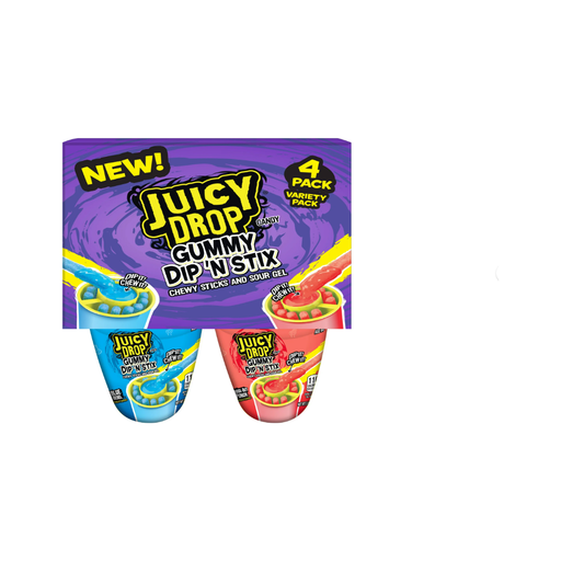 Product image of Juicy Drop, Gummies Dip 'N Stix, Gluten-Free, Fruit Flavored, Gummy Candy, Variety Pack, 13.6 oz, 4 Count Pack