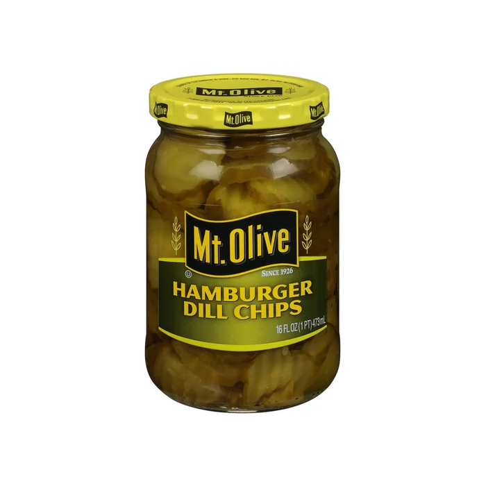 Product image of Mt. Olive Hamburger Dill Pickle Chips 16 fl oz Jar