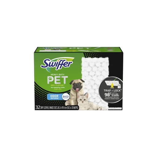 Product image of Swiffer Sweeper Pet Heavy Duty Dry Cloth Refills, Febreze Freshness, 32 Ct White Pads