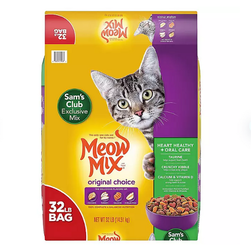 Product image of Meow Mix Original Choice Dry Cat Food, Heart Health & Oral Care Formula (32 lbs.)