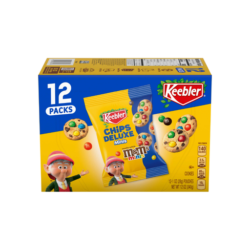 Product image of Keebler Chips Deluxe Minis Cookies with M&M's Minis Snack Bags , 12 Count