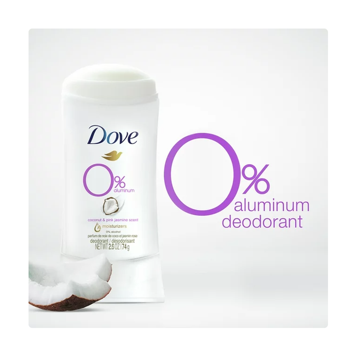 Product image of Dove 0% Aluminum Coconut and Pink Jasmine Scent Deodorant Stick 2.6 oz
