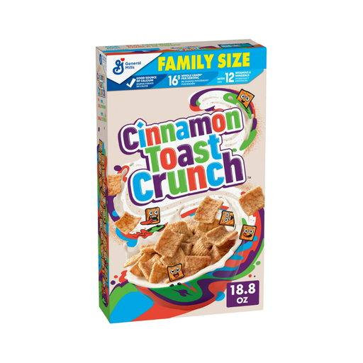 Product image of Cinnamon Toast Crunch Breakfast Cereal, Crispy Cinnamon Cereal, Family Size, 18.8 oz