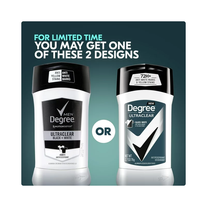 Product image of Degree Men UltraClear 72H Antiperspirant Deodorant Black+White, 2.7 oz, 2 Count