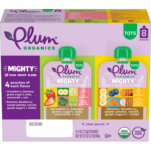 Product image of Plum Organics Mighty 4 Toddler Food Pouches: Variety Pack - 4 oz, 8 Pack, Baby Food