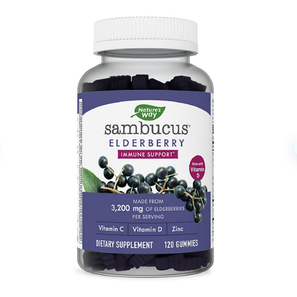 Product image of Nature's Way Sambucus Elderberry Herbal Supplement Gummies, Gluten Free (120 ct.)