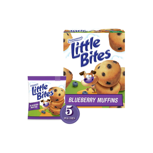 Product image of Entenmann's Little Bites Blueberry Mini Muffins, 5 Pouches, 8.25 oz Box