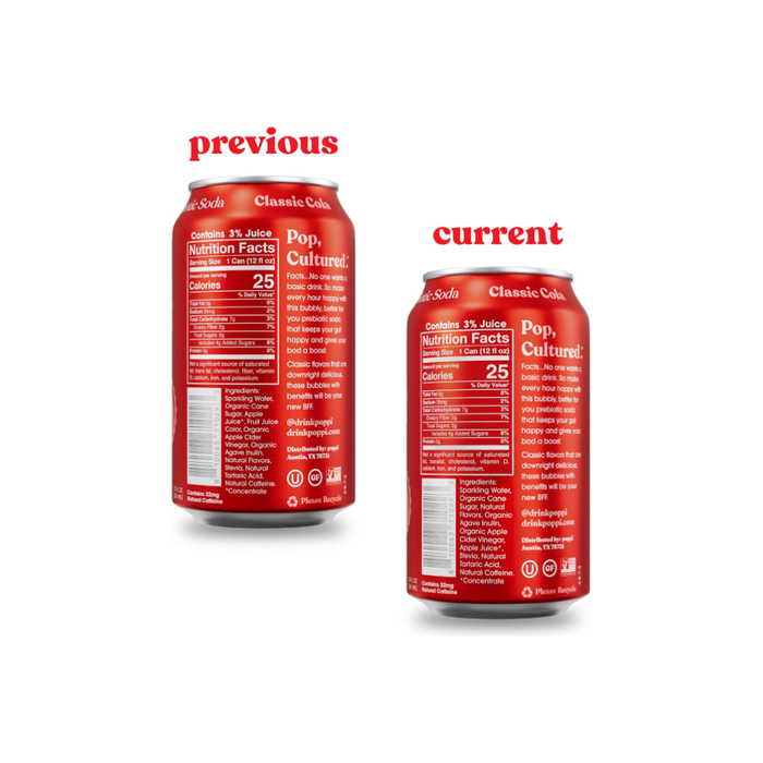 Product image of Poppi Classic Cola Prebiotic Soda - 12 Oz