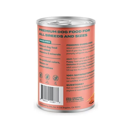 Product image of Jinx Chopped Salmon & Chicken Recipe Natural Wet Dog Food, Grain-Free, 13 oz.