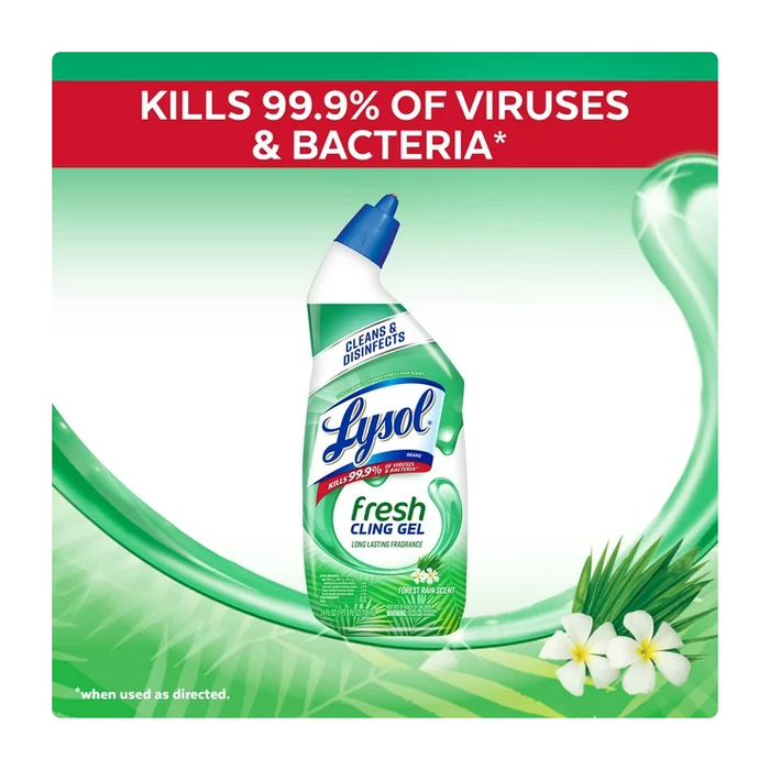 Product image of Lysol Toilet Bowl Cleaner Gel, For Cleaning and Disinfecting, Stain Removal, Forest Rain Scent, 24oz (Pack of 2)