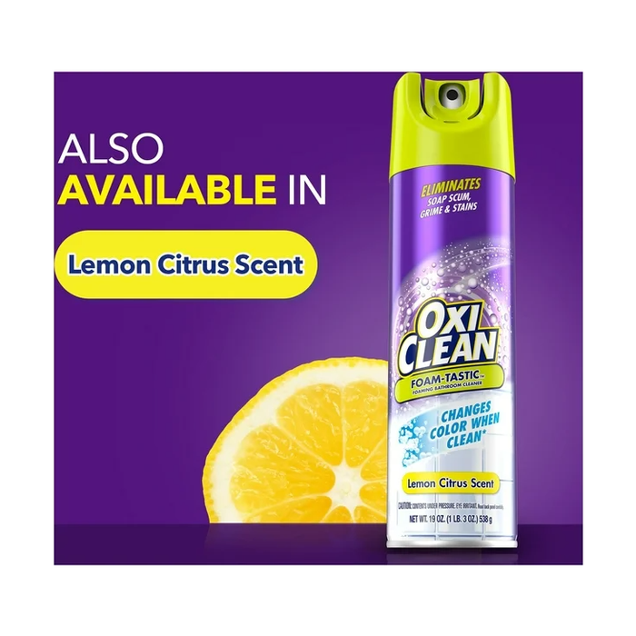 Product image of OxiClean Foam-Tastic™ Foaming Bathroom Cleaner, Fresh Scent, 19 oz Spray Can, Eliminates Soap Scum, Grime and Stains