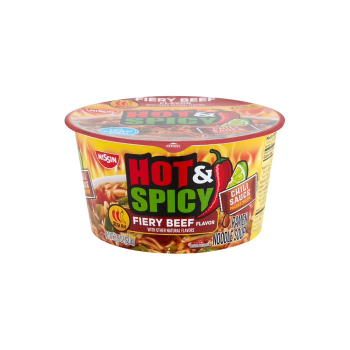 Product image of Nissin Bowl Noodles Hot & Spicy Beef Flavor Ramen Noodle Soup, 3.28 Oz