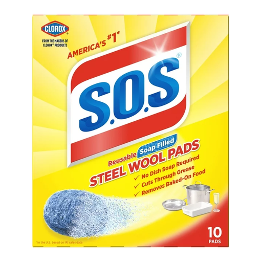 Product image of S.O.S Steel Wool Dish Scrubber Pads, 10 Pack