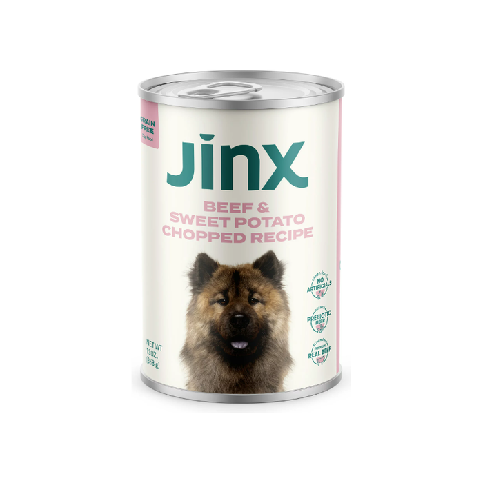 Product image of Jinx Chopped Beef Recipe Natural Wet Dog Food, Grain-Free, 13 oz.