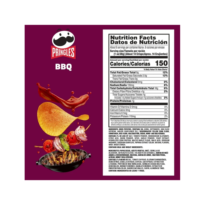 Product image of Pringles BBQ Flavored Potato Crisps, 5.5 oz