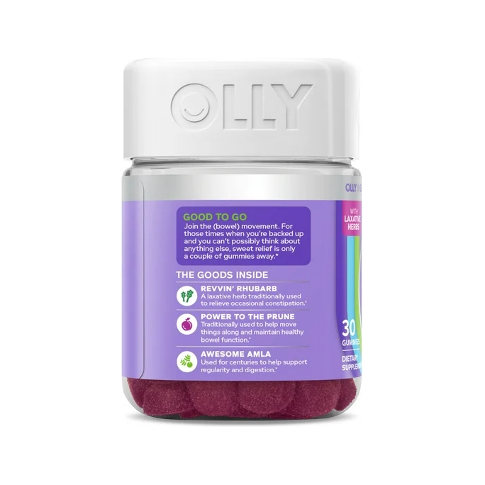 Product image of OLLY Keep it Moving Laxative Supplement, Constipation Support, Rhubarb, Prunes, AMLA, Plum Berry, 30 Ct