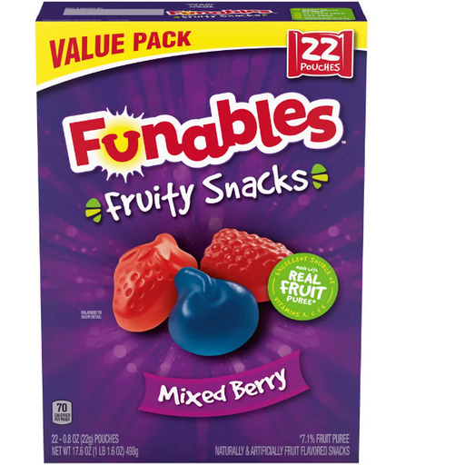 Product image of Funables Fruity Snacks Mixed Berry Fruit Snacks, 17.6 oz, 22 Count