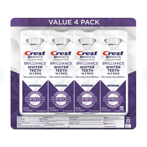 Product image of Crest 3D White Brilliance PRO Enamel Protect Toothpaste (3 oz., 4 pk.)