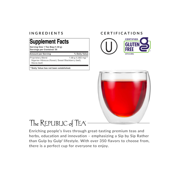 Product image of The Republic of Tea Superflower Tea, Natural Hibiscus, Bags