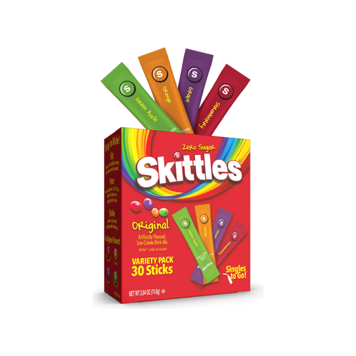 Product image of Skittles Zero Sugar Variety Pack Singles-to-Go Powdered Drink Mix, Original, 30 Count Packets
