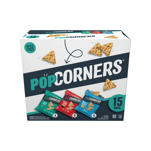 Product image of PopCorners Popped Corn Snack Chips, 3 Flavor Variety Pack, 15 Count Multipack