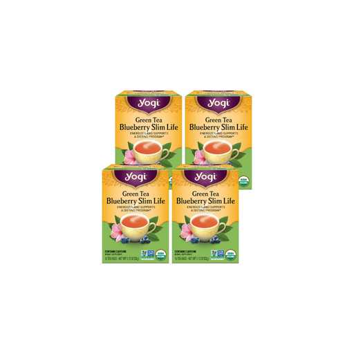 Product image of Yogi Tea Green Tea Blueberry Slim Life, Organic Green Tea Bags, 4 Boxes of 16