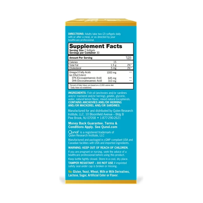 Product image of Qunol Mini Omega-3 Fish Oil (60 count) Heart Health Support With 1000mg Wild Caught Omega-3 Fatty Acids (Including EPA & DHA)