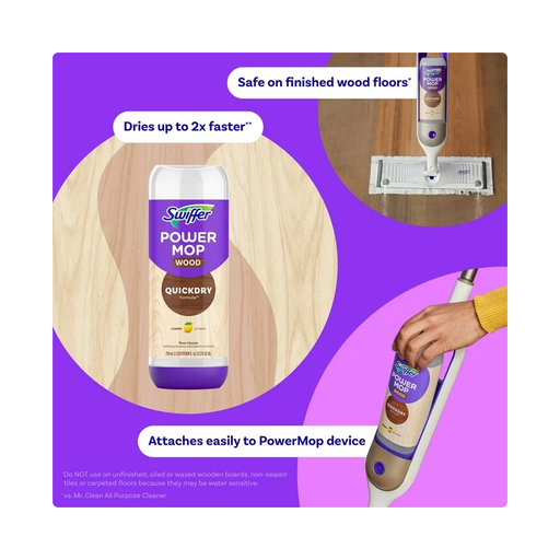 Product image of Swiffer PowerMop Wood Quick Dry Liquid Floor Cleaner Solution, Lemon, 25.4 oz, 2 Pack