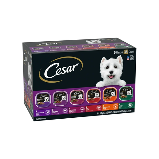 Product image of Cesar Classic Loaf In Sauce Wet Dog Food Variety Pack, 3.5 oz Trays 36 Pack