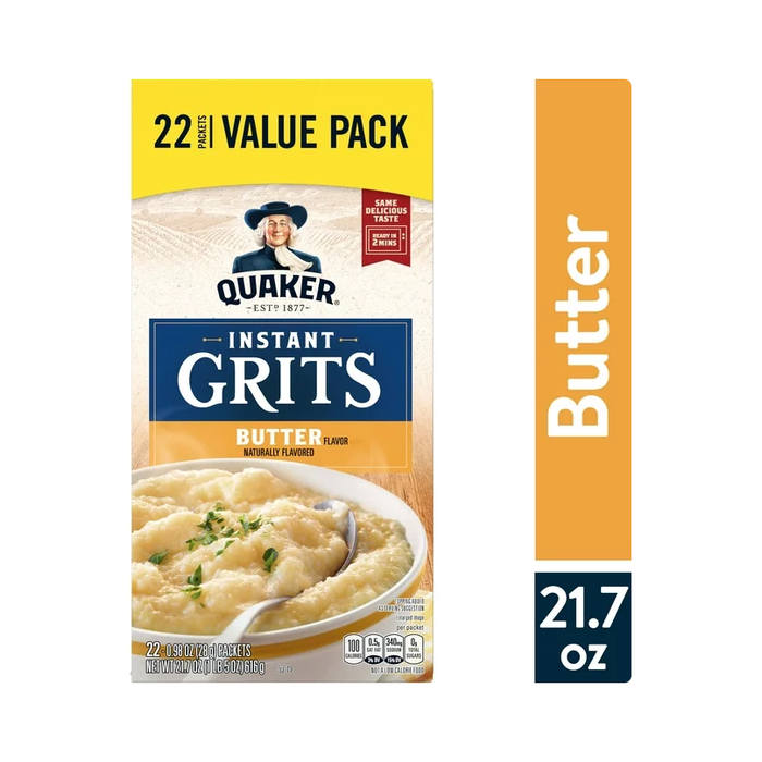 Product image of Quaker, Instant Grits Value Pack, Butter, 0.99 oz, 22 Packets