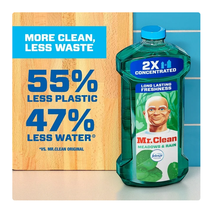 Product image of Mr. Clean 2X Concentrated Multi Surface, All Purpose Cleaner, Febreze Meadows & Rain Scent, 41 fl oz