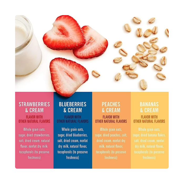 Product image of Quaker, Fruit & Cream Oatmeal, Variety Pack, 1.05 oz, 8 Packets