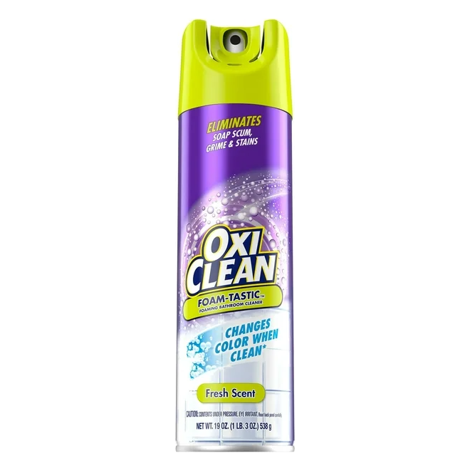 Product image of OxiClean Foam-Tastic™ Foaming Bathroom Cleaner, Fresh Scent, 19 oz Spray Can, Eliminates Soap Scum, Grime and Stains