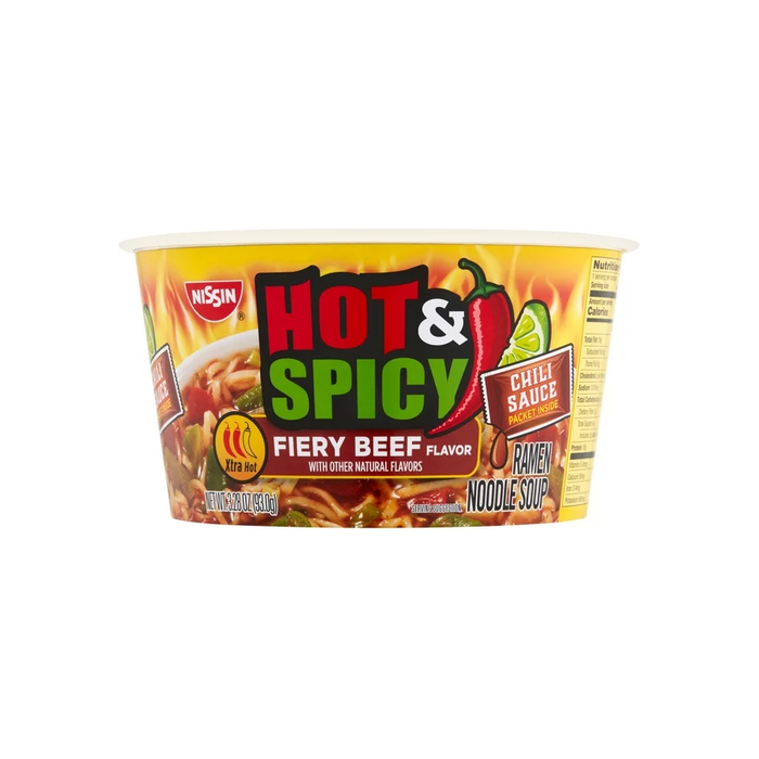 Product image of Nissin Bowl Noodles Hot & Spicy Beef Flavor Ramen Noodle Soup, 3.28 Oz