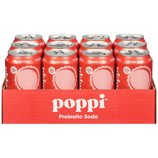 Product image of Poppi Prebiotic Soda, Classic Cola 12 oz 12 pack