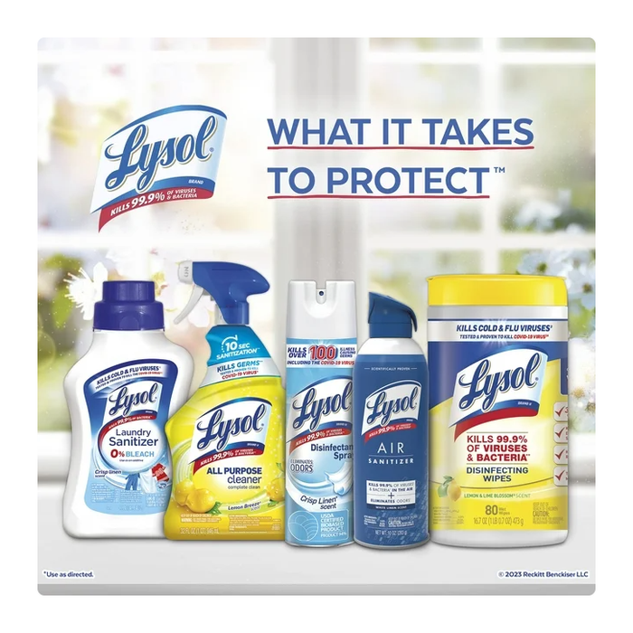 Product image of Lysol Disinfectant Wipes Bundle, Multi-Surface Antibacterial Cleaning Wipes, For Disinfecting & Cleaning, contains x2 Lemon & Lime Blossom (160ct) x1 Crisp Linen (80ct) & x1 Mango & Hibiscus (80ct)