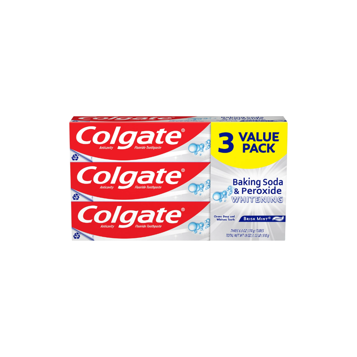 Product image of Colgate Baking Soda and Peroxide Whitening Toothpaste, Brisk Mint, 3 Pack