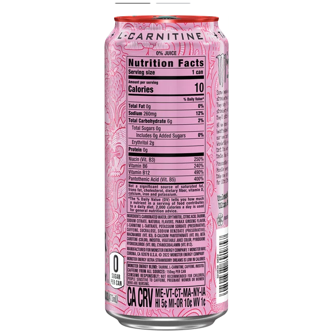 Product image of Monster Ultra Strawberry Dreams, Sugar Free Energy Drink, 16 fl oz