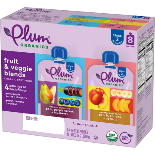 Product image of Plum Organics Stage 2 Organic Baby Food Pouches: Variety Pack - 4 oz, 8 Pack