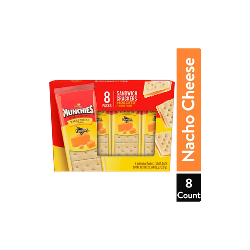 Product image of Munchies Doritos Nacho Cheese Sandwich Crackers, 1.38 oz, 8 Count