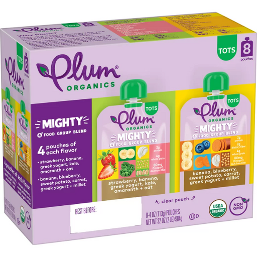 Product image of Plum Organics Mighty 4 Toddler Food Pouches: Variety Pack - 4 oz, 8 Pack, Baby Food